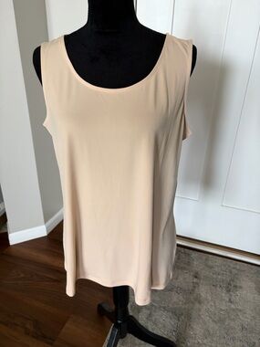 Susan Graver Sleeveless Scoop Neck Tank Top - Beige